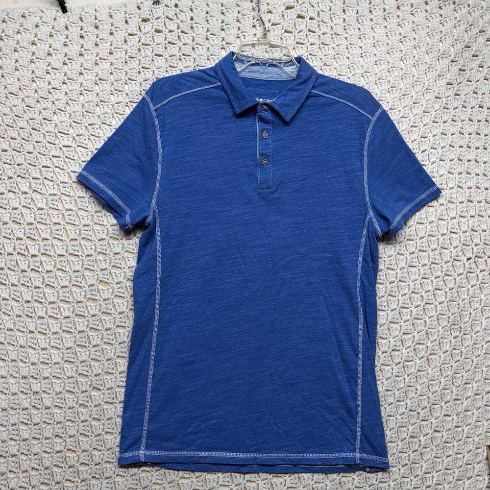 BKE Buckle Marled Polo Shirt Men's M Blue Golf Short Sleeve Contrast Stitch